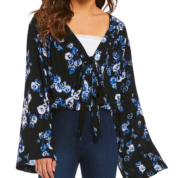 Forties Feels Printed Bell-Sleeve Body  Suit - Picture 4 of 7